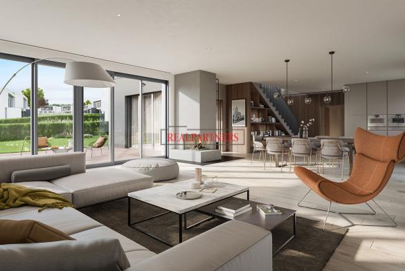Moderní dvojpodlažní dům, o dispozici 5+kk, o ploše 171,3 m² a zahradou 507,7 m² na dosah Prahy 6.